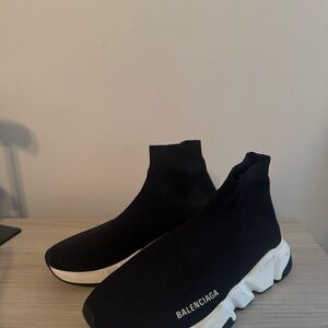 Balenciaga Black and White Athletic Sock Shoes